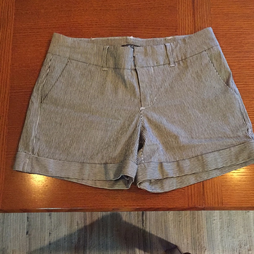 Black and white stripe denim short